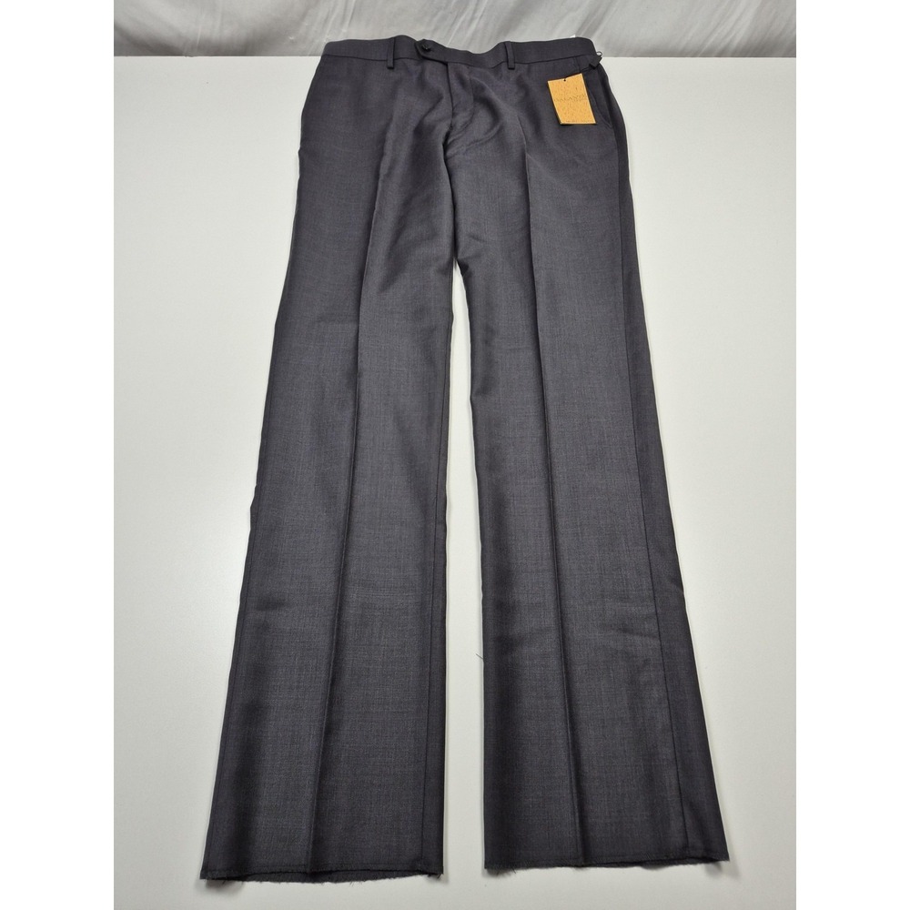 Galante Lanificio Dress Pants Mens 38x36 Gray Wool Flat Front Straight Italy